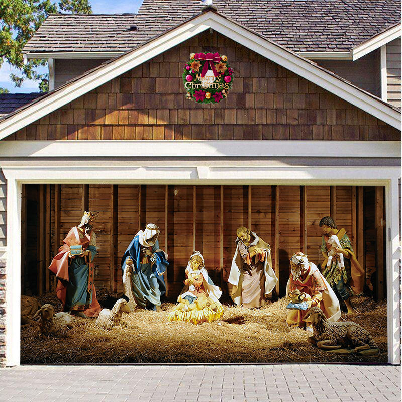 Christmas Background Fabric Garage Door Tapestries Cloth Decoration