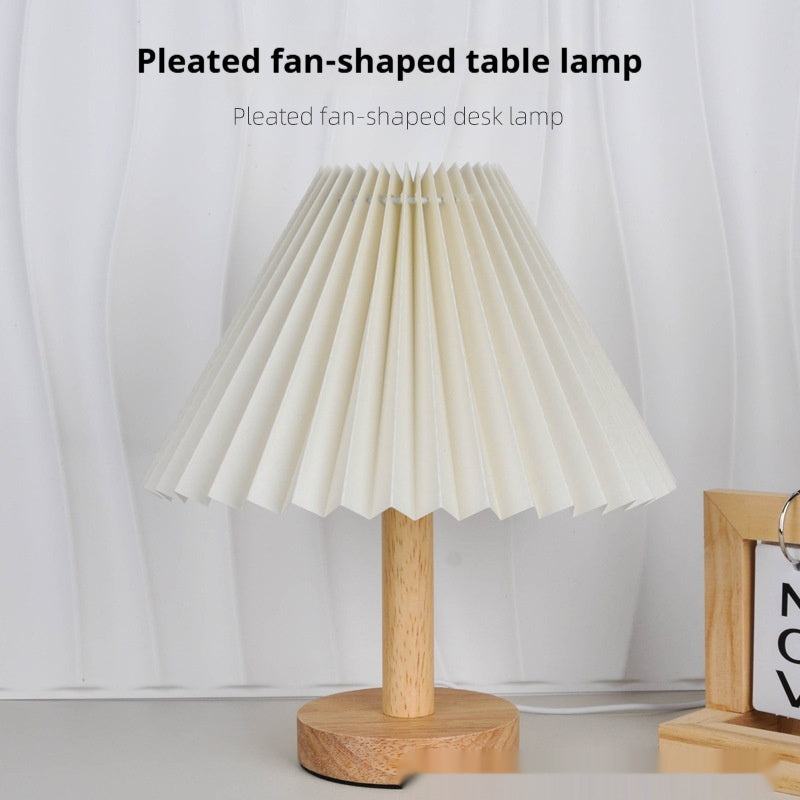 Vintage Pleated Remote Control Small Night Umbrella-shaped Bedside Lamp Creative Gifts