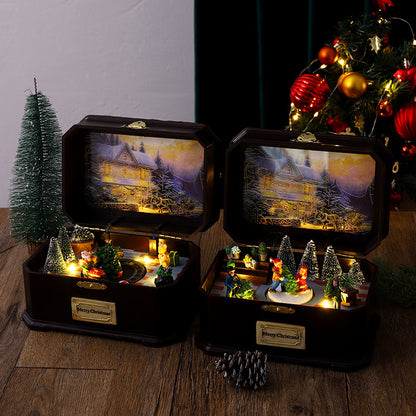 European-style Luminous Christmas Rotation Music Box