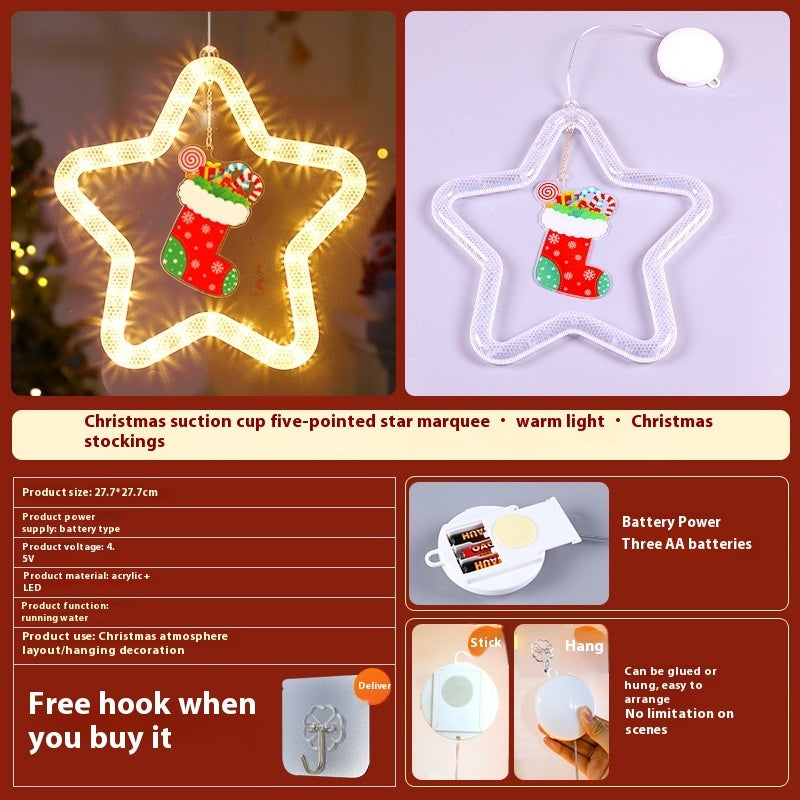 Christmas Decoration Pendant Five-pointed Star Horse Running LED Light