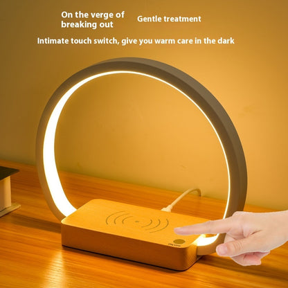 Wireless Fast Charging Touch Night Light Solid Wood