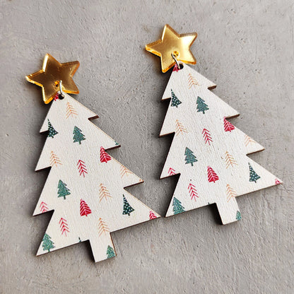 Fashion Colorful Christmas Tree Patch Earrings