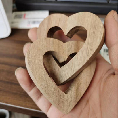 Valentine's Day Wooden Doppel Herz Buckle Heart-shaped Chain Decoration