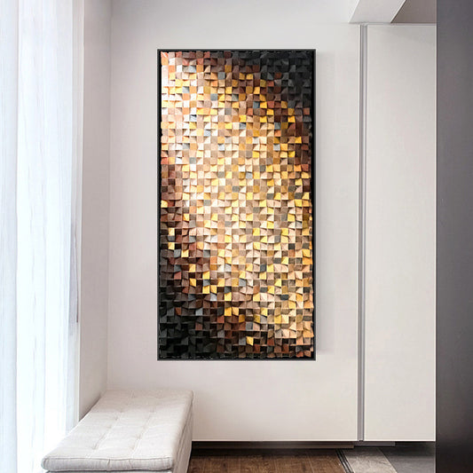 Mural de arte mosaico hecho a mano con pintura tridimensional de madera