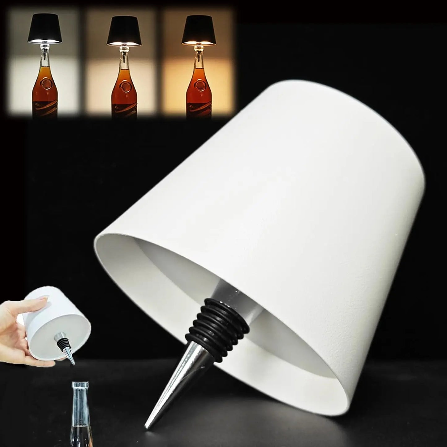 Lámpara de escritorio inalámbrica LED creativa para botella de vino, lámpara decorativa de ambiente con carga portátil desmontable