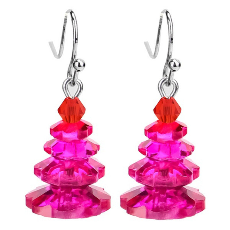 Boucles d'oreilles pendantes créatives multicolores personnalisées en forme d'arbre de Noël