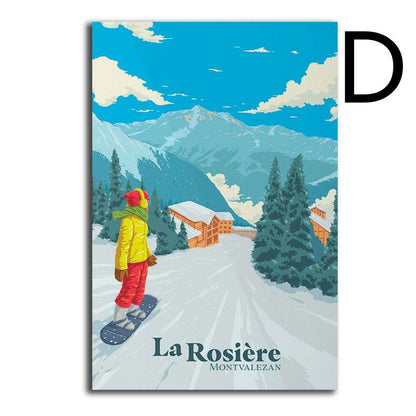 Affiche sur toile de la station de ski de montagne française