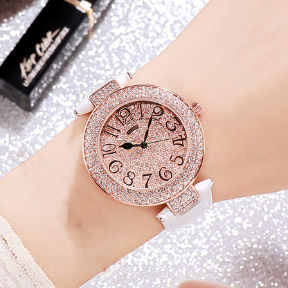 Montre étanche en diamant pour femme, mode étudiante, grand cadran