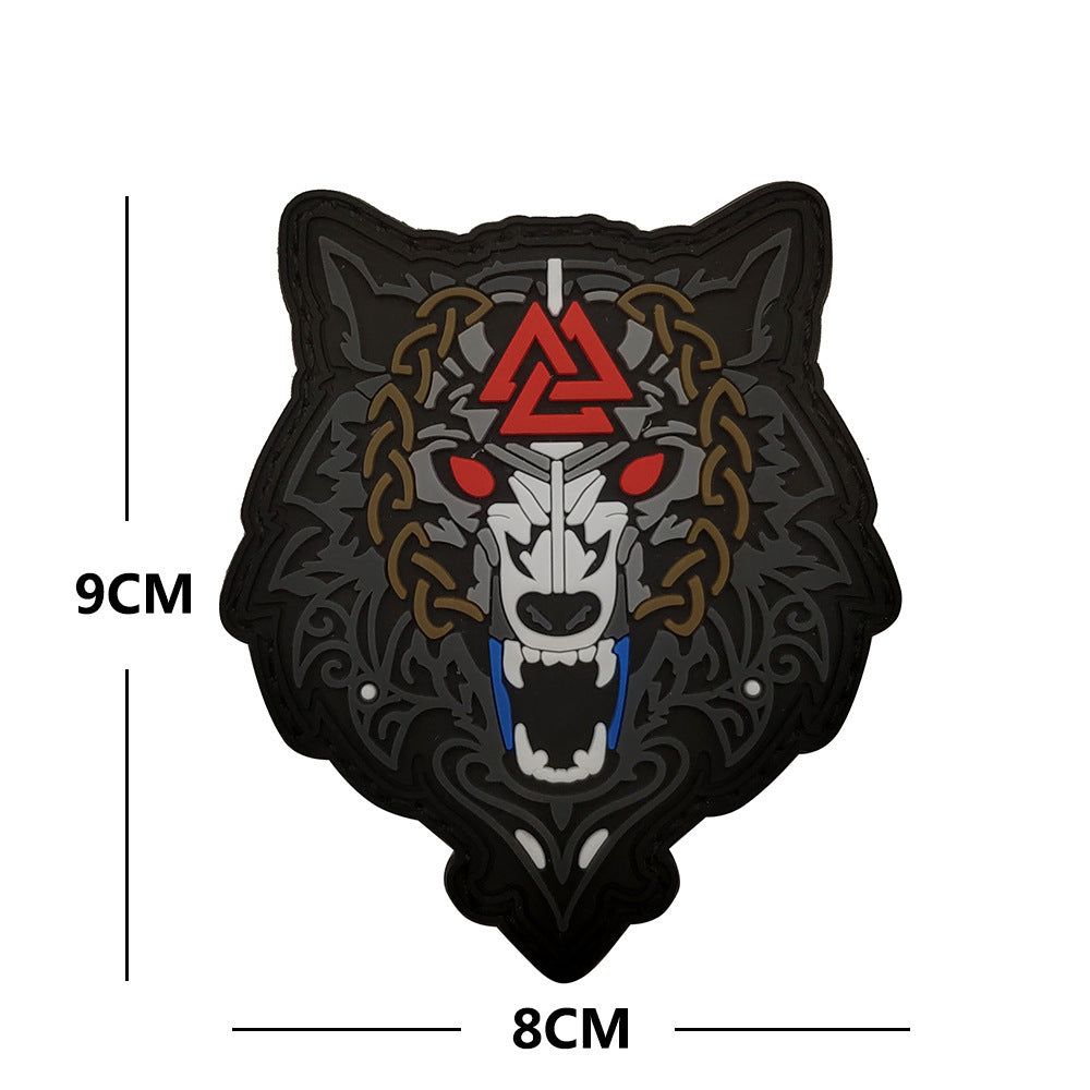 Viking Wolf Patch Cloth Sticker Wolf Head Armband Velcro Backpack Stickers Chapter