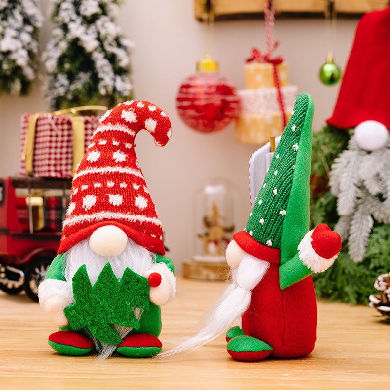 Cute Christmas Tree With Knitted Curved Hat