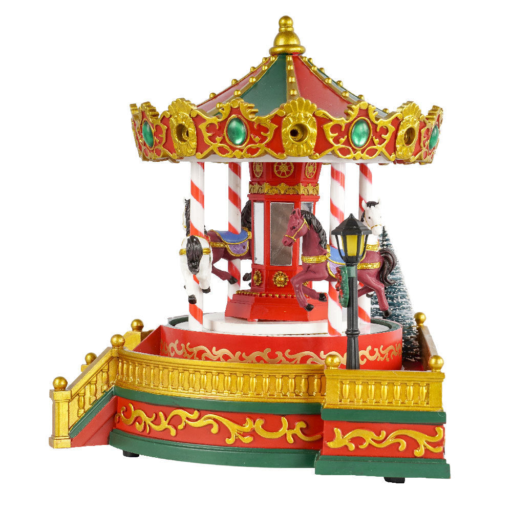 Christmas Gifts Merry Go Round Decorations Music Box LED Lights