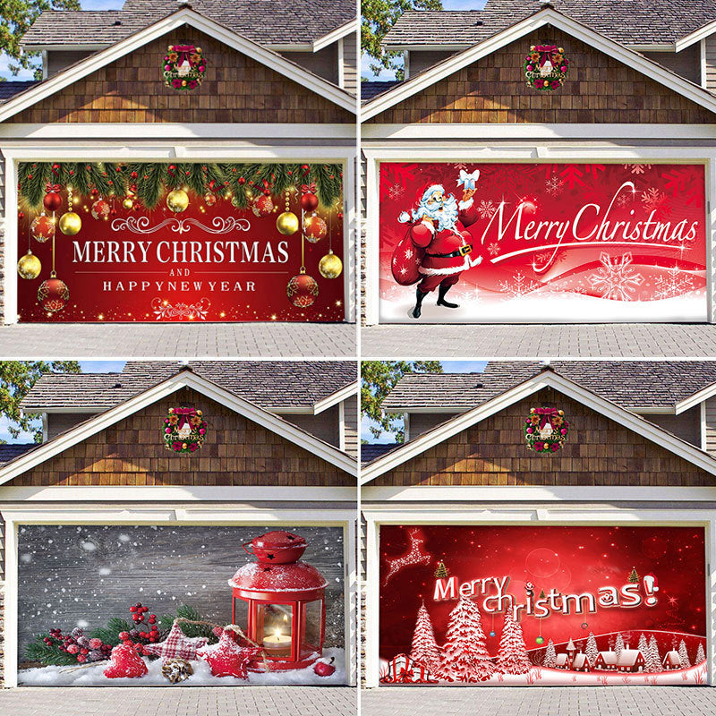 Christmas Background Fabric Garage Door Tapestries Cloth Decoration