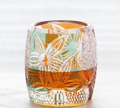 Gobelet à whisky en verre de cristal sculpté à la main, style japonais Edo, doux et luxueux, rétro