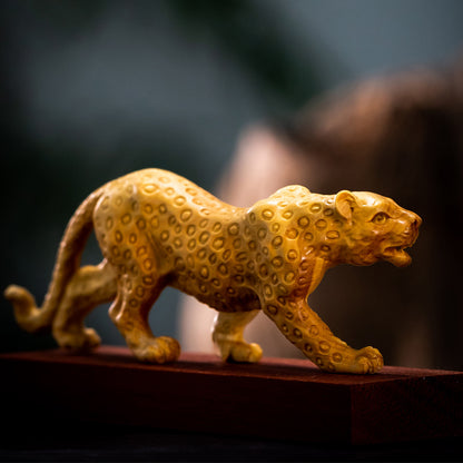 Sculpture en buis porte-bonheur, léopard, accessoires pour la maison, ornements de voiture, animaux