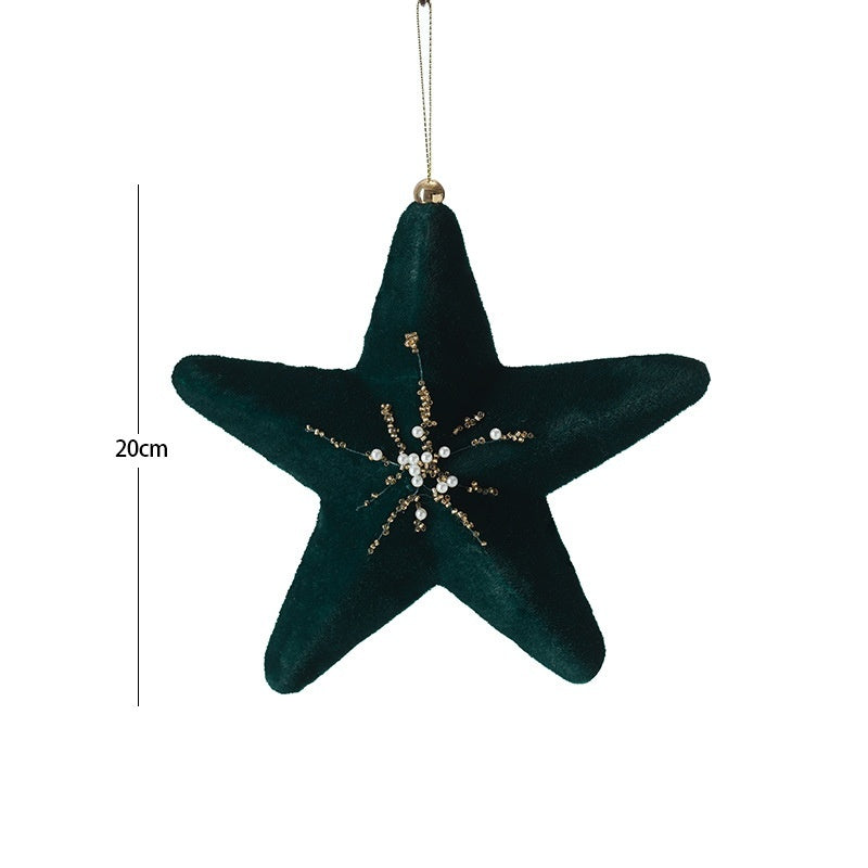 Pendentif de décoration d'arbre de Noël en forme de boule de Noël vert foncé floquée haut de gamme