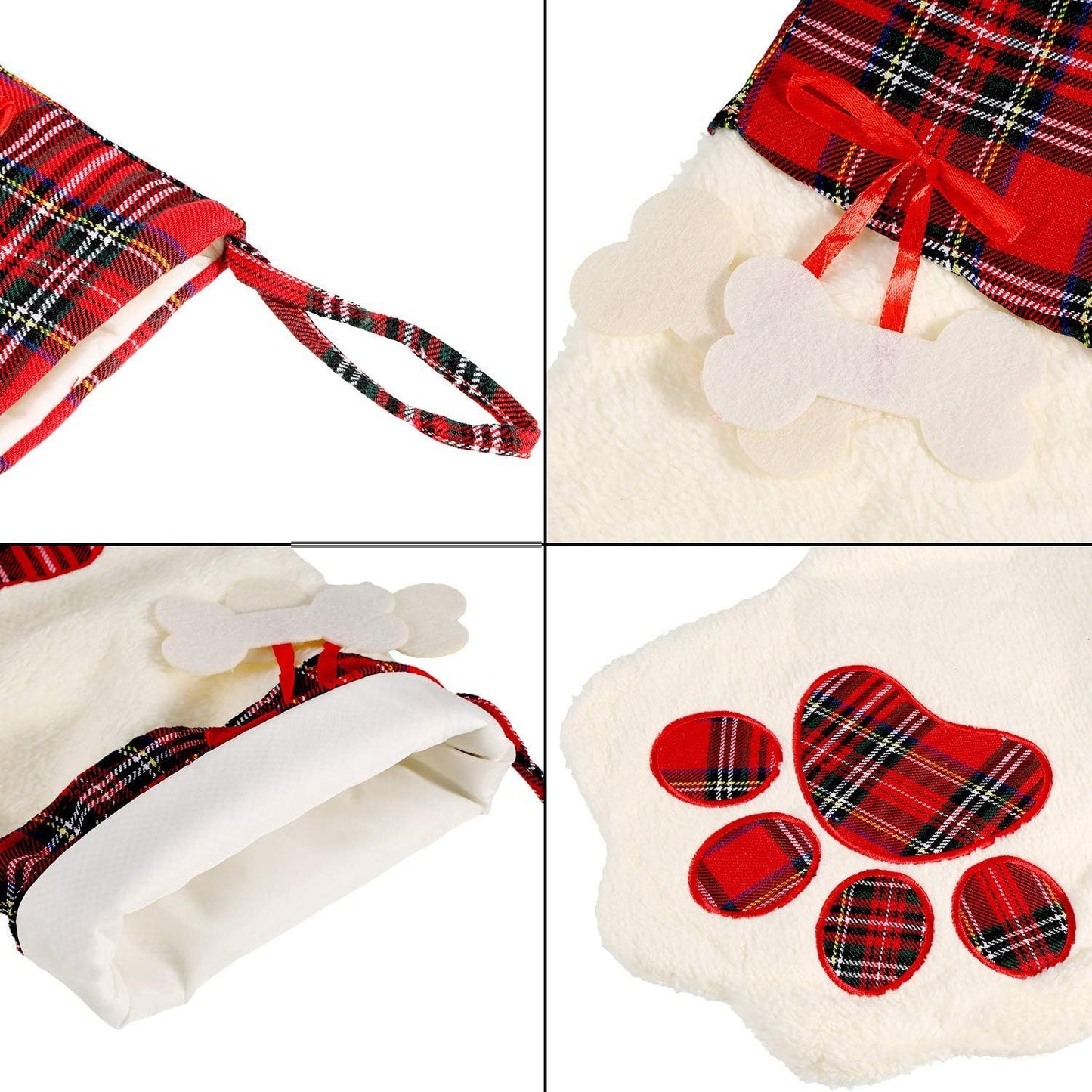 Pieces Buffalo Plaid Pet Stockings For Cats And Dogs - Paw Pattern Hanging Christmas Decorations