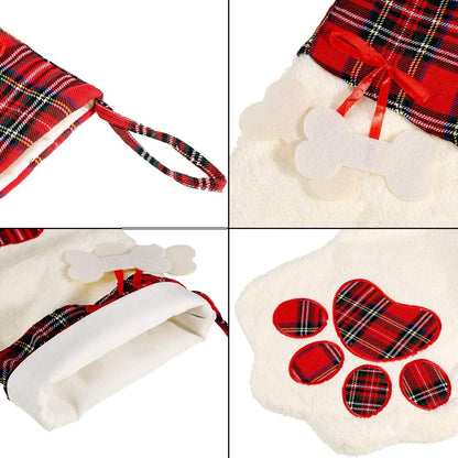 Pieces Buffalo Plaid Pet Stockings For Cats And Dogs - Paw Pattern Hanging Christmas Decorations