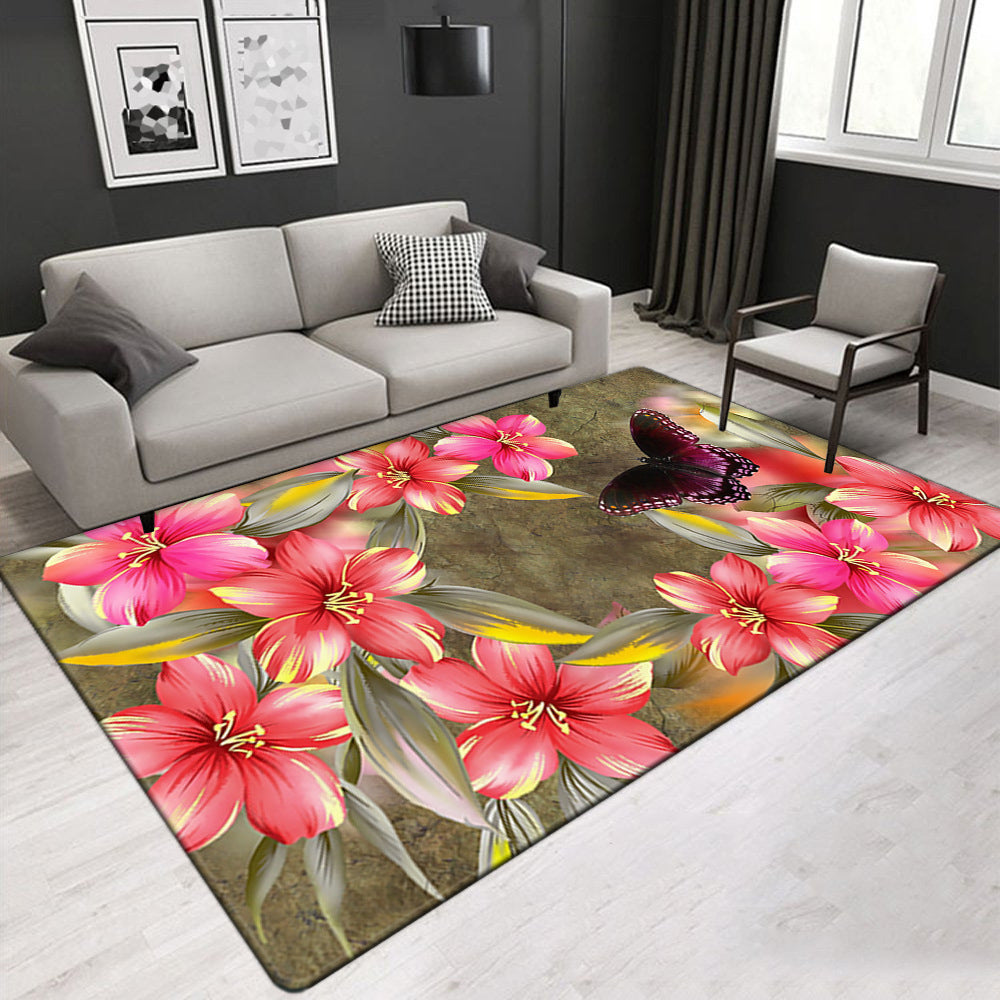 Tapis de sol de salon imprimé fleur-oiseau 3D