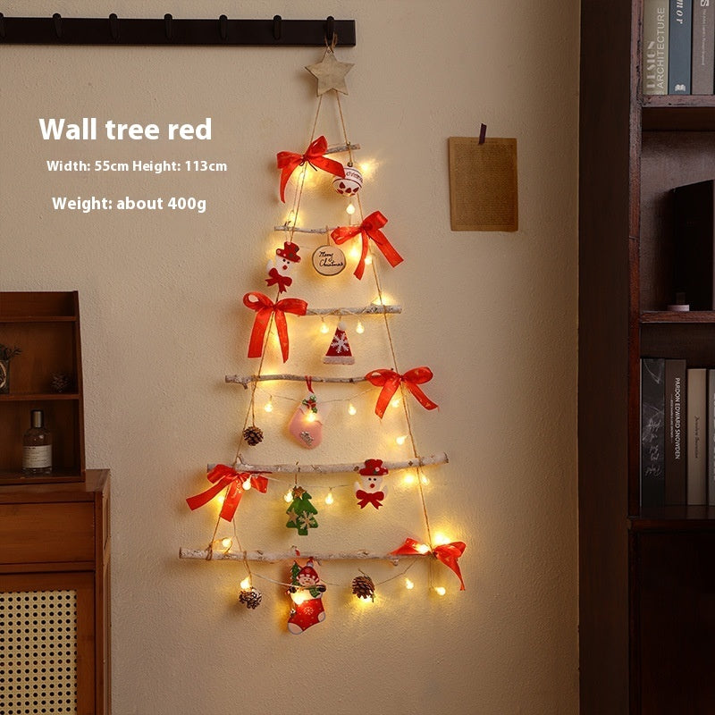 Árbol de Navidad luminoso de pared no tejido, decoración para ventanas, puertas y ventanas