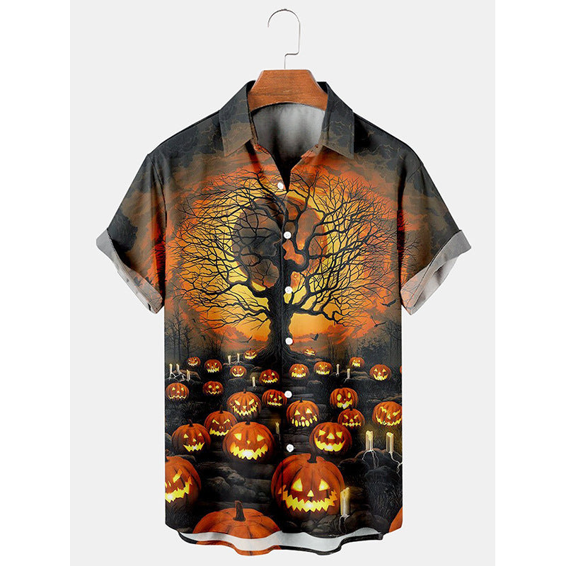 Chemise à manches courtes pour hommes avec impression numérique 3D de la série Halloween