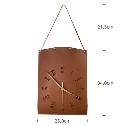 Bag-shaped Creative Wall Clock Modern Art Clock Watch Wall Retro Leather Personality Living Room Bedroom Mute