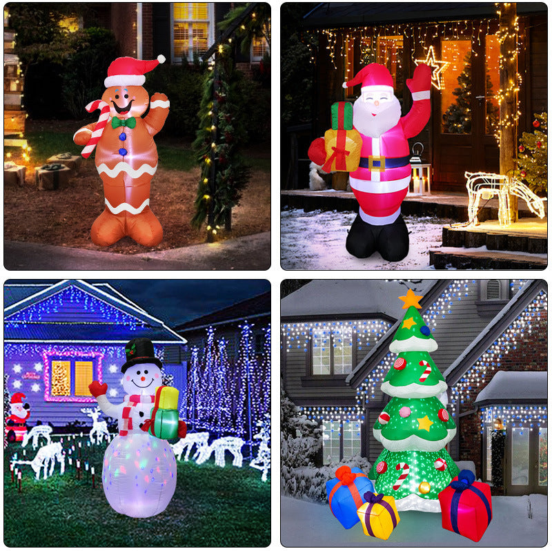 Luces LED navideñas brillantes, muñeco de nieve inflable, árbol de Papá Noel, decoración para jardín y patio al aire libre