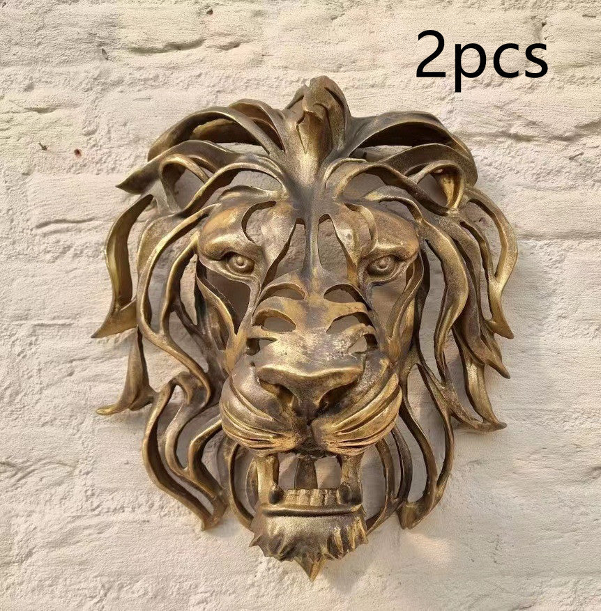 Lion's Head Wall Hanging Art Metal Sculpture