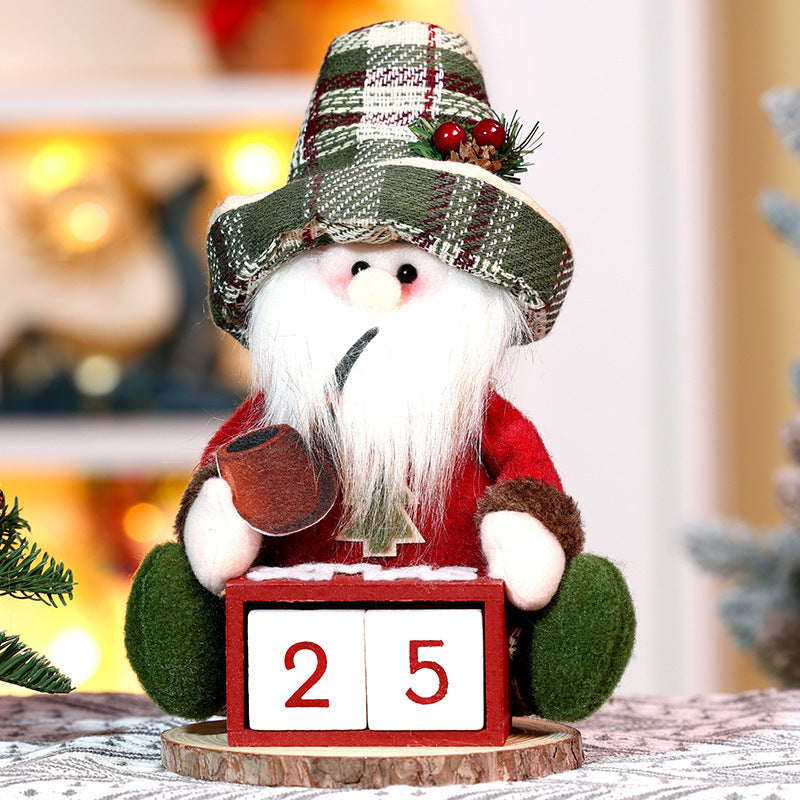 Christmas Calendar Old Man Doll Wooden Decoration