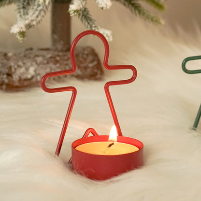 Candelabro pequeño con forma de hombre de jengibre, decoración para candelabro navideño