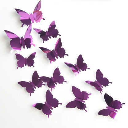 Three-dimensional Mirror Butterfly Wall Stickers Wedding Holiday Decoration Stickers