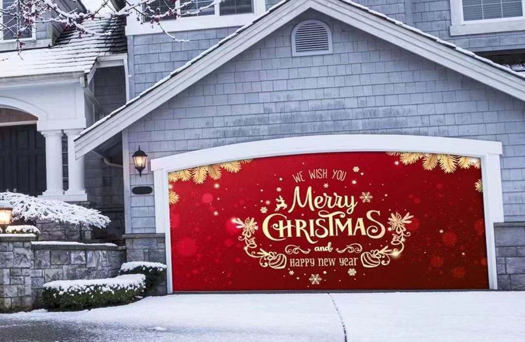 Christmas Background Fabric Garage Door Tapestries Cloth Decoration