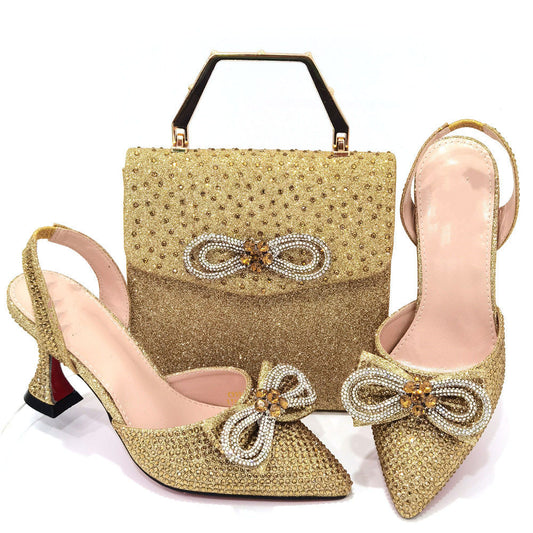 Women's Fashion Casual Party High Heels With Tote Bag