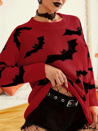 Suéter de punto de jacquard de Halloween de manga larga para mujer Ropa de mujer