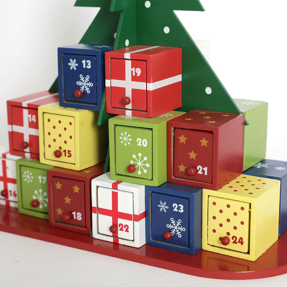 Christmas Tree Wooden Countdown Calendar Candy Box Ornament Decoration