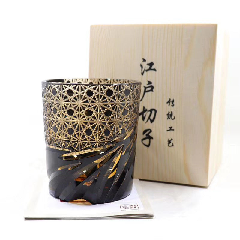 Edo Kiriko-vaso de Whisky japonés tallado a mano, vaso tallado para el hogar