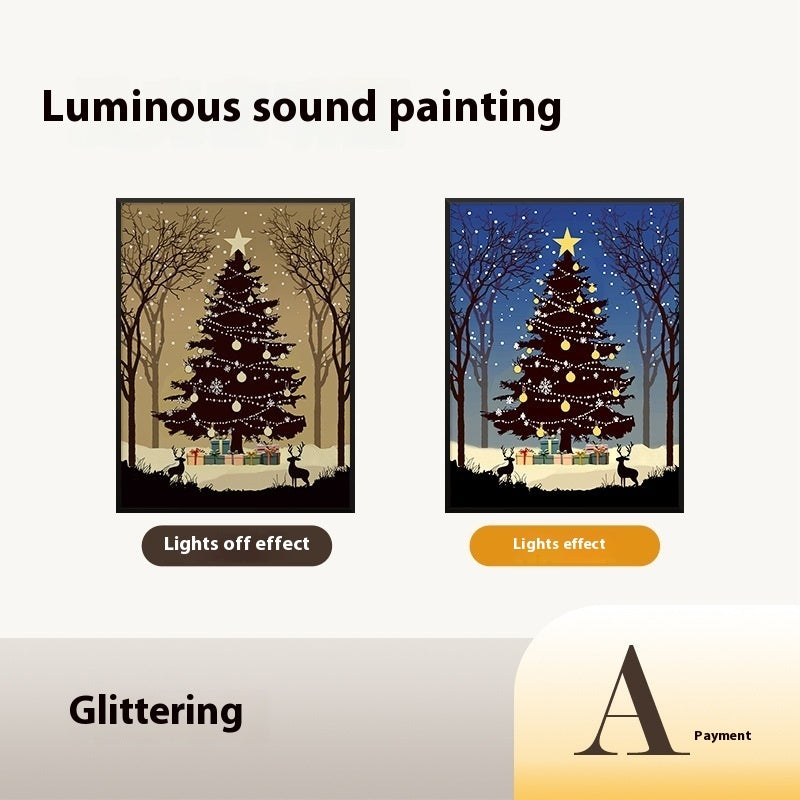 2024 Nouveau haut-parleur lumineux Peinture d'arbre de Noël Haut-parleur Bluetooth Ornement de bureau Cadeau Lumière et ombre Art Éclairage