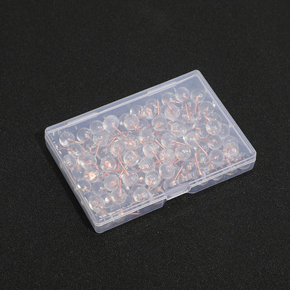 Lot de 100 punaises transparentes en forme de boule argentée et or rose pour clous et cartes