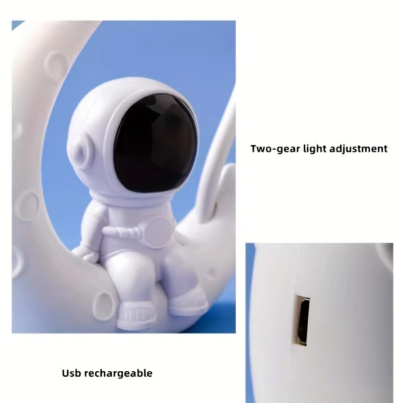 Veilleuse créative en forme d'astronaute lunaire, petite lampe de bureau à LED pour décoration de chambre, cadeau de Noël, lampe de bureau moderne pour décoration de chambre, cadeau de Noël idéal