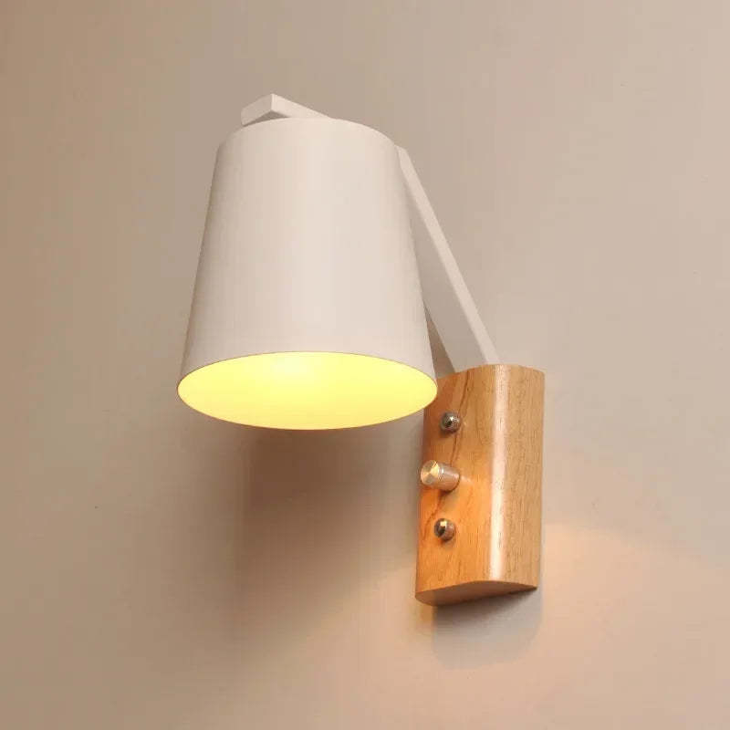 Bedroom Bedside Lamp Bar Aisle Light Solid Wood Glass Wall Lamp