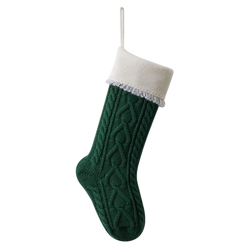 Knitted Wool Christmas Candy Bag Hanging Tassel Socks