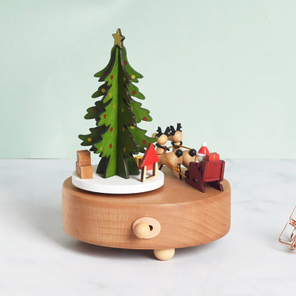 Caja de música de madera para árbol de Navidad