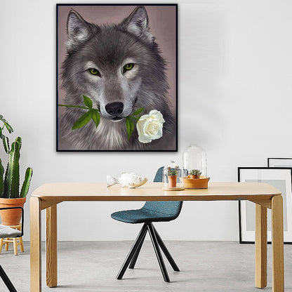 Pintura de diamante de mosaico de lobo, bordado cuadrado completo, punto de cruz, pintura de diamantes de imitación, manualidades