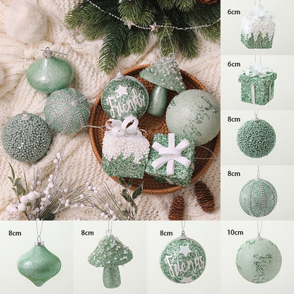 Pendentif de décoration d'arbre de Noël en forme de boule de Noël vert foncé floquée haut de gamme