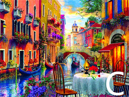 Image de mosaïque de peinture de diamant de ville de venise, broderie de paysage