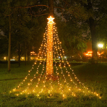 Luces LED en forma de cascada con forma de pentagrama y agua corriente para Navidad