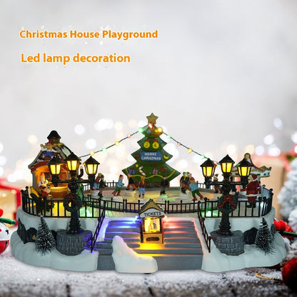 New Ski Christmas Scene Playground Music Box Decoration