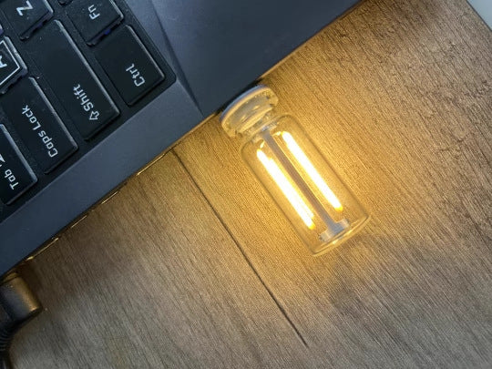 1 ampoule LED USB 0,3 W 5 V rétro Edison à intensité variable, source d'éclairage USB, interface d'alimentation mobile, veilleuse, banque d'alimentation, ordinateur portable