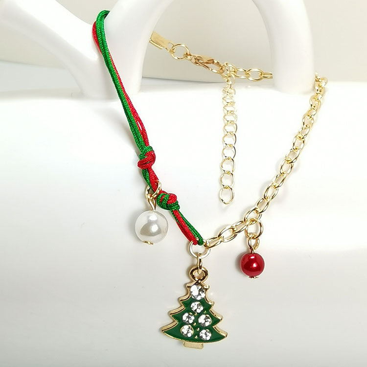 Nueva pulsera navideña con diseño de muñeco de nieve, Papá Noel, árbol, copo de nieve y alce, regalo de Navidad, pulsera con dijes, colgante de cadena para mujer, regalo de moda de Año Nuevo