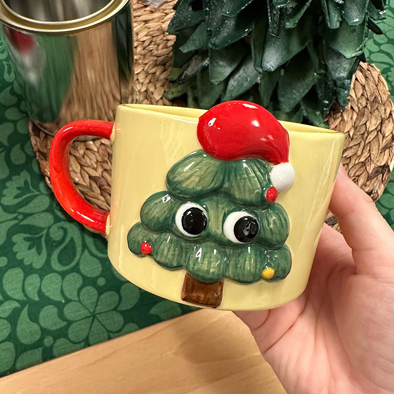 Tasse à eau en forme d'arbre de Noël 3D peinte à la main