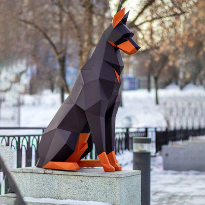 Modèle d'ornement moderne simple en papier Doberman